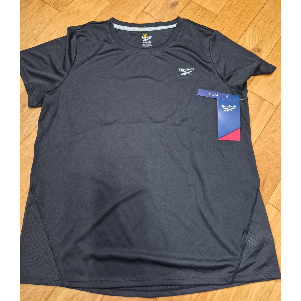 Reebok Kids Align Interlock SS Top Black Slim Fit Shirt REW202TS12002 Size M